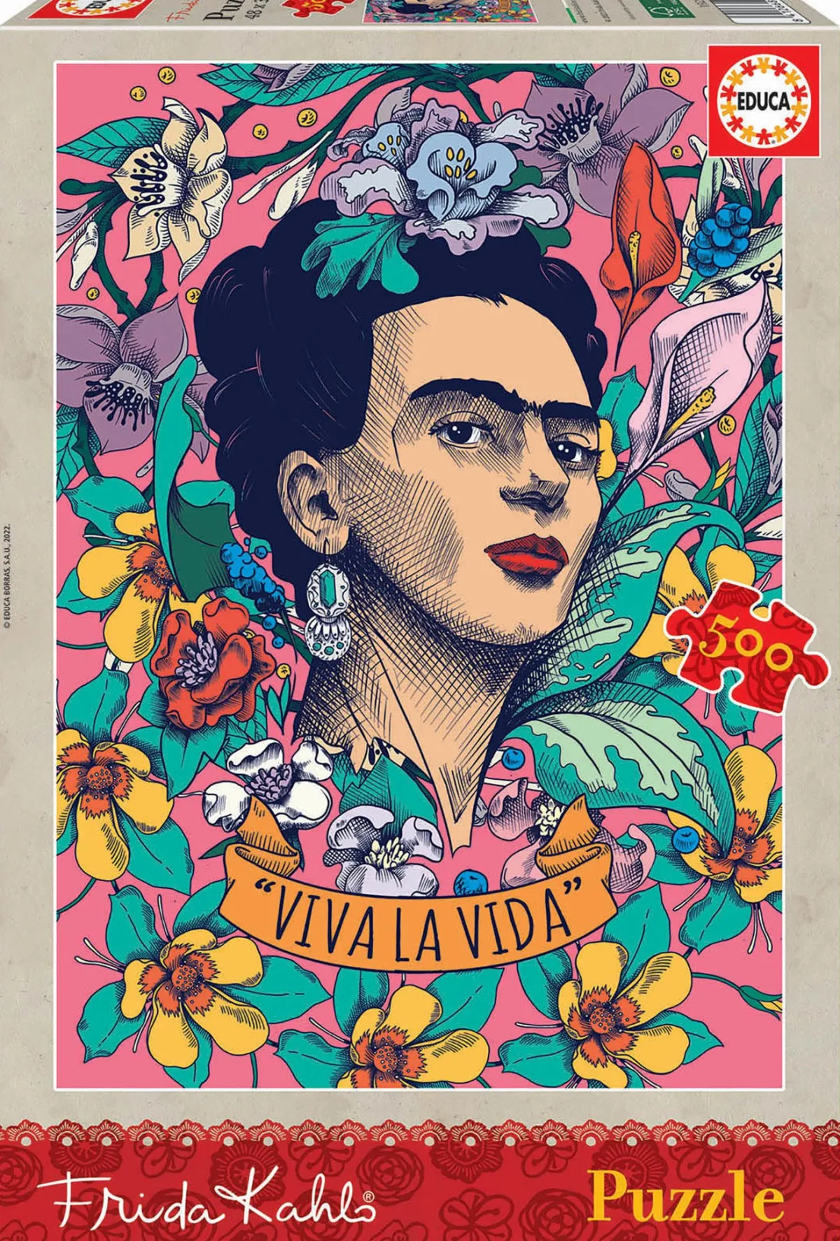 Kinderen Educa Tekening|Kunst En Cultuur<Viva la Vida - Frida Kahlo - legpuzzel van 500 stukjes