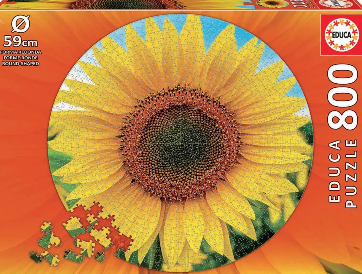 Kinderen Educa Legpuzzels|500-999<Zonnebloem - Cirkelvormige puzzel - 800 stukjes