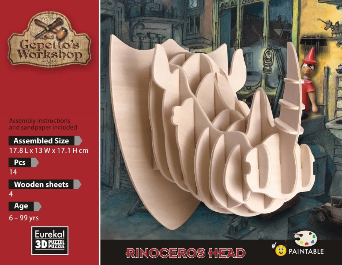 Kinderen Eureka 3d Puzzels|Dieren<Neushoorn - Gepetto's Workshop - 3D puzzel
