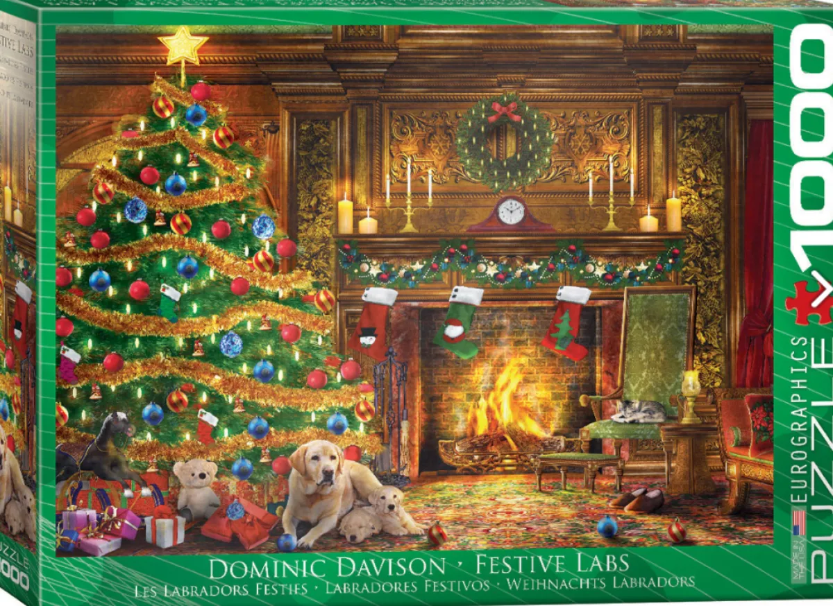Eurographics Puzzles Tekening|Dieren<Feestelijke Labradors - puzzel van 1000 stukjes