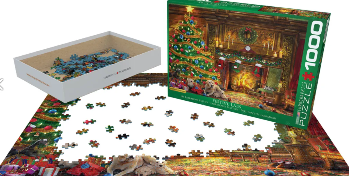 Eurographics Puzzles Tekening|Dieren<Feestelijke Labradors - puzzel van 1000 stukjes