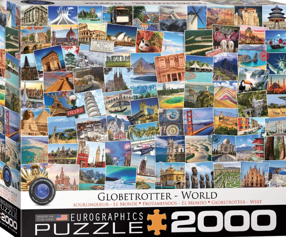 Eurographics Puzzles Kunst En Cultuur|Landschappen<Globetrotter - Wereld - Collage - puzzel van 2000 stukjes