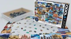 Eurographics Puzzles Kunst En Cultuur|Landschappen<Globetrotter - Wereld - Collage - puzzel van 1000 stukjes
