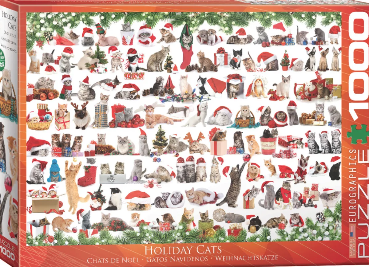 Eurographics Puzzles Dieren|Kunst En Cultuur<Kerstkatten - puzzel van 1000 stukjes