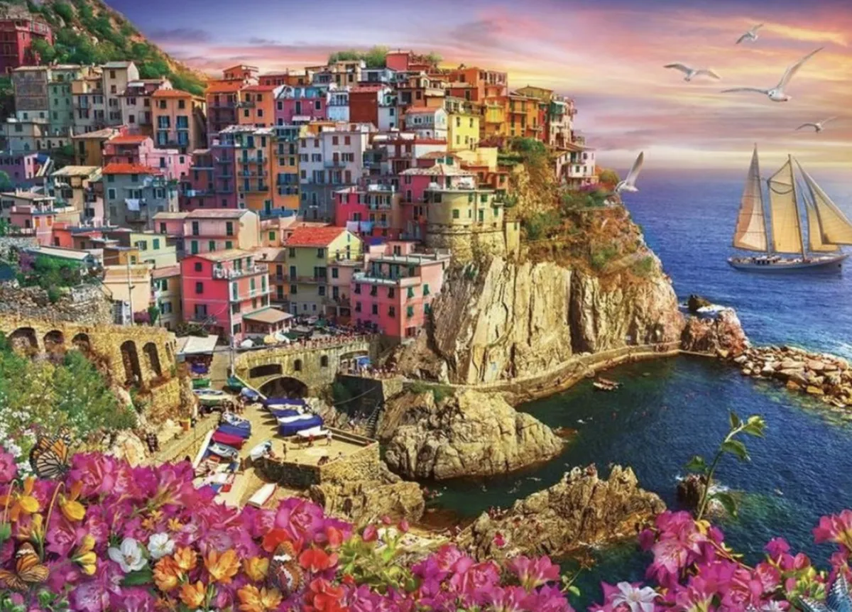 Gibsons Tekening|1000-1499<Dromen van Cinque Terre - puzzel van 1000 stukjes
