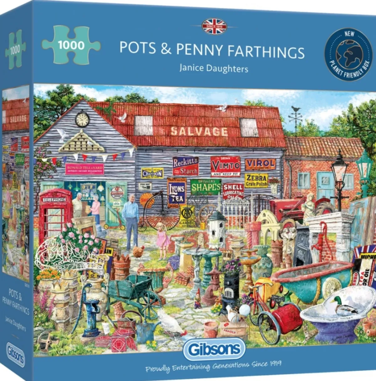 Gibsons Tekening|Dieren<Pots & Penny Farthings - puzzel van 1000 stukjes
