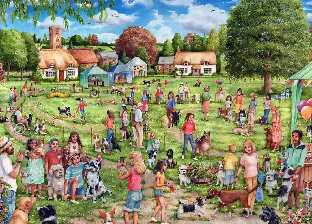 Gibsons Tekening|Dieren<The Village Dog Show - puzzel van 1000 stukjes