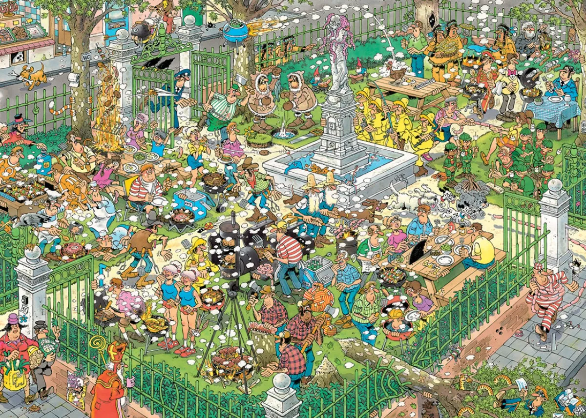Jumbo Tekening|1000-1499<BBQ Feest! - Jan van Haasteren - puzzel van 1000 stukjes