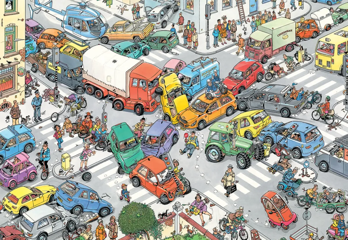 Jumbo Tekening|2000 En Meer<Verkeerschaos - JvH - 3000 stukjes