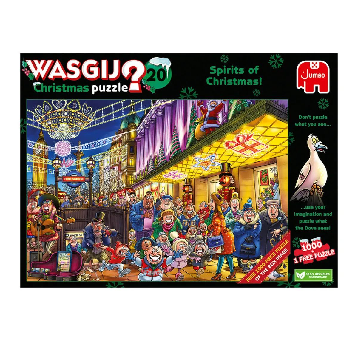 Jumbo Tekening|1000-1499<Wasgij Christmas 20 - Spirits of Christmas - 2 puzzels van 1000 stukjes