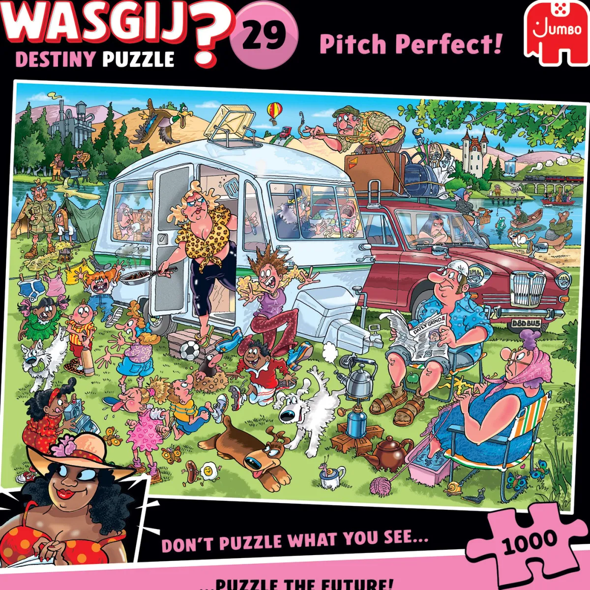 Jumbo Tekening|1000-1499<Wasgij Destiny 29 - Pitch-Perfect! - Camping - 1000 stukjes