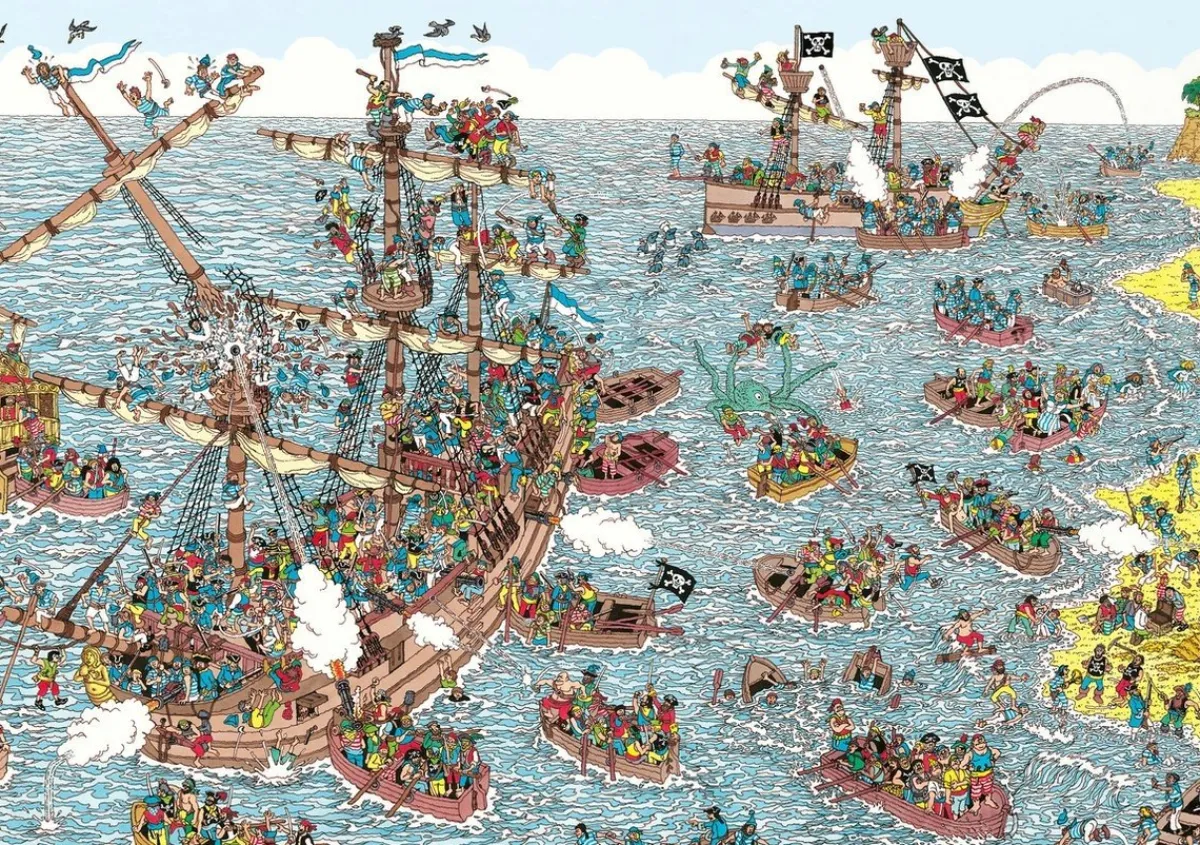 Plenty Gifts Tekening|1000-1499<Waar is Wally - Bij de Piraten - leg- en zoekpuzzel van 1000 stukjes