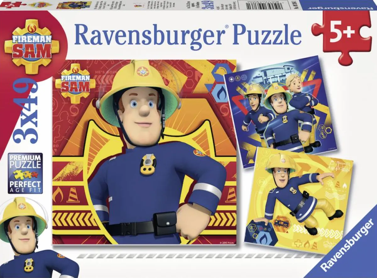 Kinderen Ravensburger Disney, Pixar, Marvel|Legpuzzels<Bij gevaar Brandweerman Sam roepen - 3 x 49 stukjes