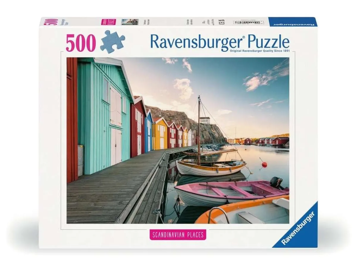 Kinderen Ravensburger Landschappen|Steden En Gebouwen<Boothuizen in Smögen, Zweden - puzzel van 500 stukjes