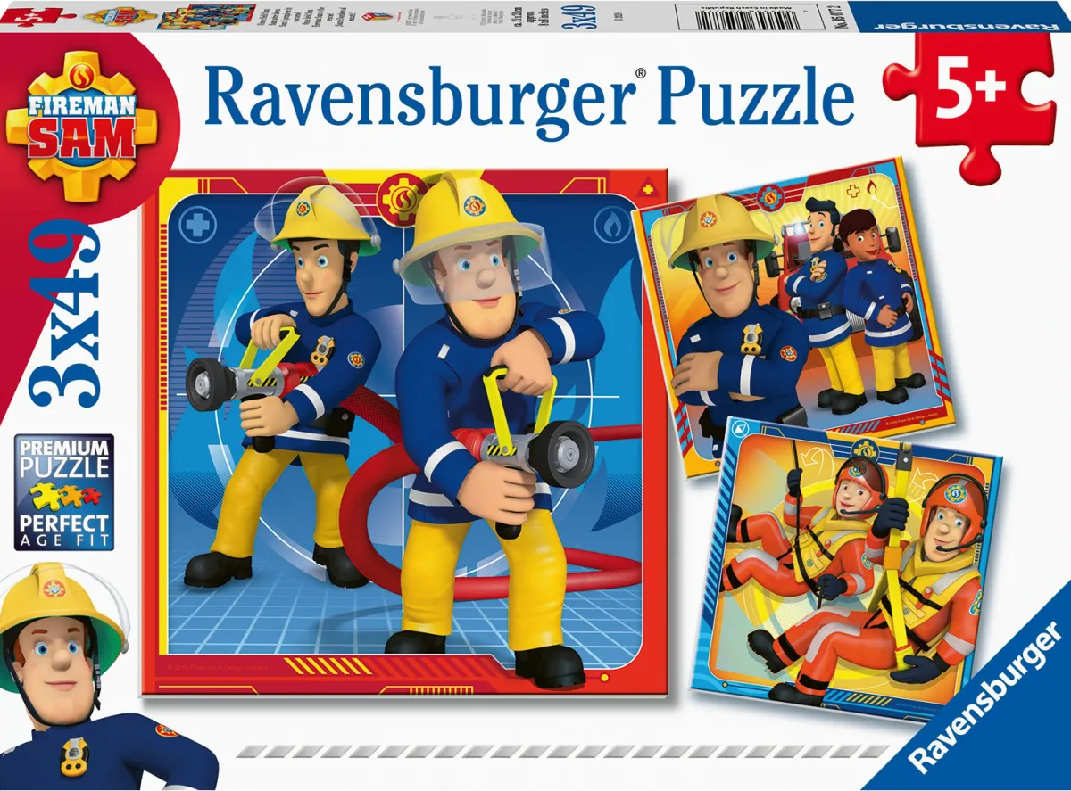 Kinderen Ravensburger Disney, Pixar, Marvel|Tekening<Brandweerman Sam - 3 puzzels van 49 stukjes