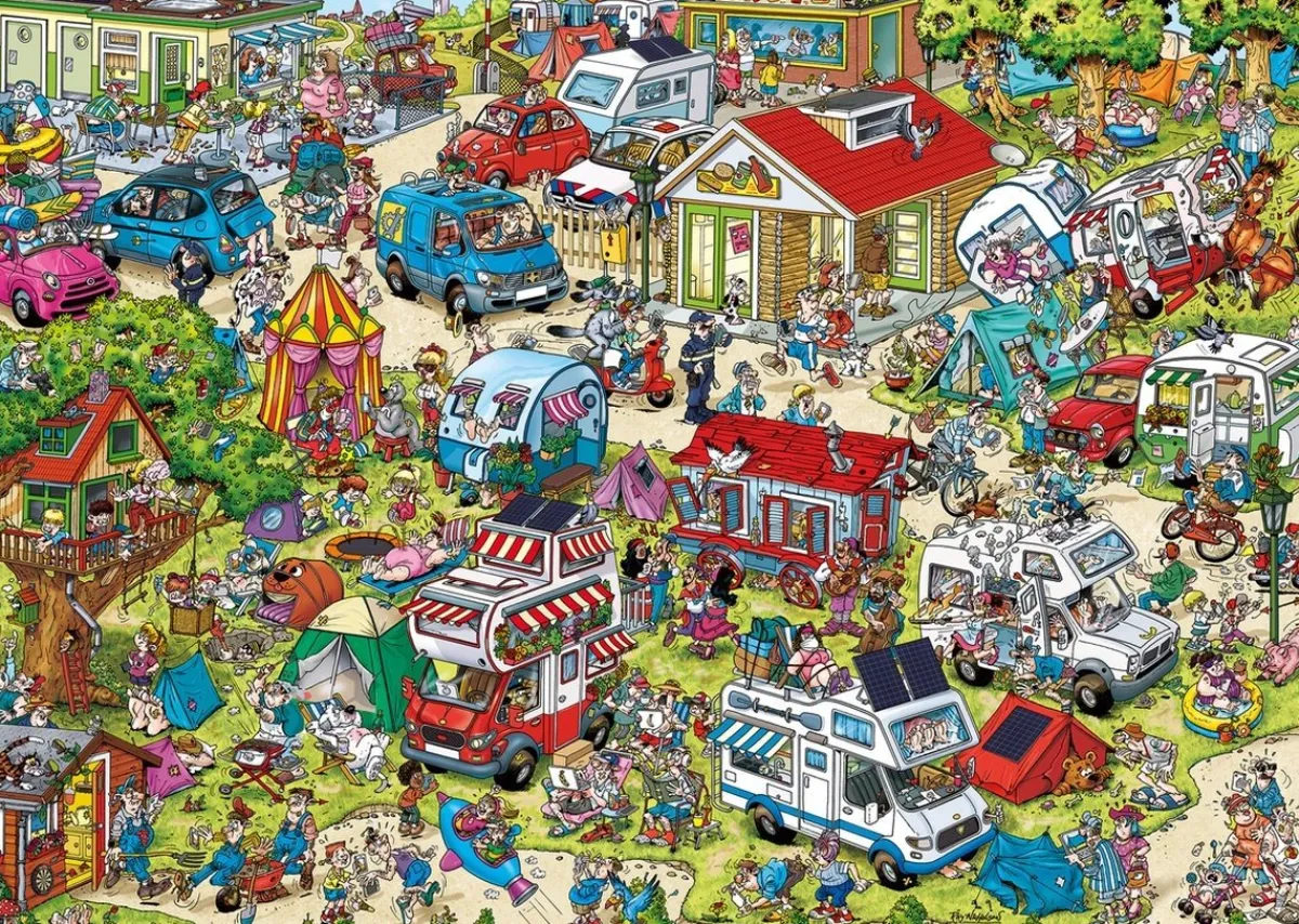 Ravensburger Tekening|Steden En Gebouwen<De Camping - Ray Nicholson - puzzel van 1000 stukjes