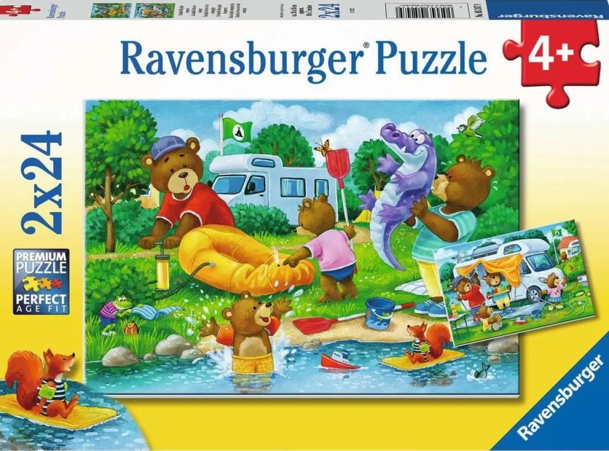 Kinderen Ravensburger Tekening|Legpuzzels<De Familie Beer op Kamp - 2 puzzels van 24 stukjes