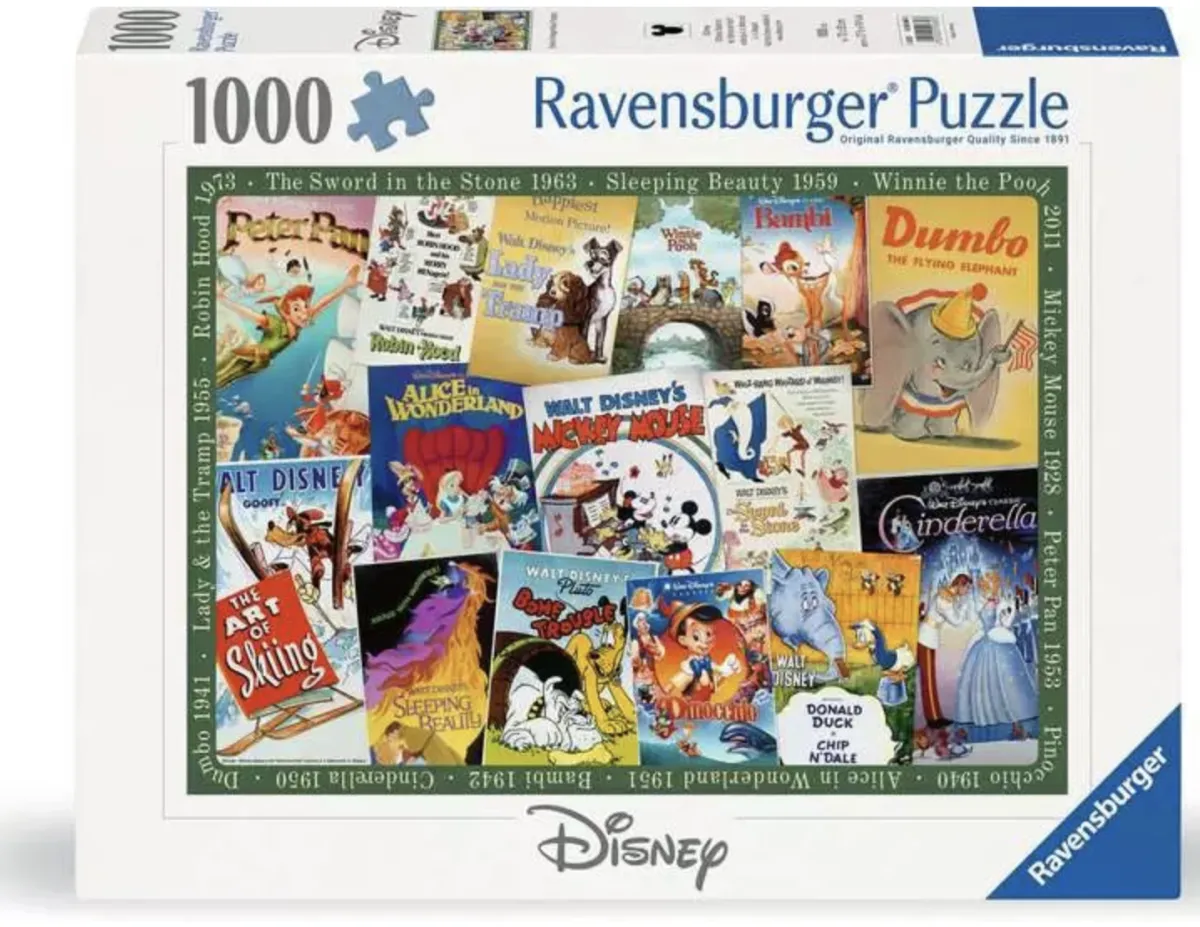 Ravensburger Disney, Pixar, Marvel|Kunst En Cultuur<Disney Vintage Posters - 1000 stukjes - Exclusiviteit