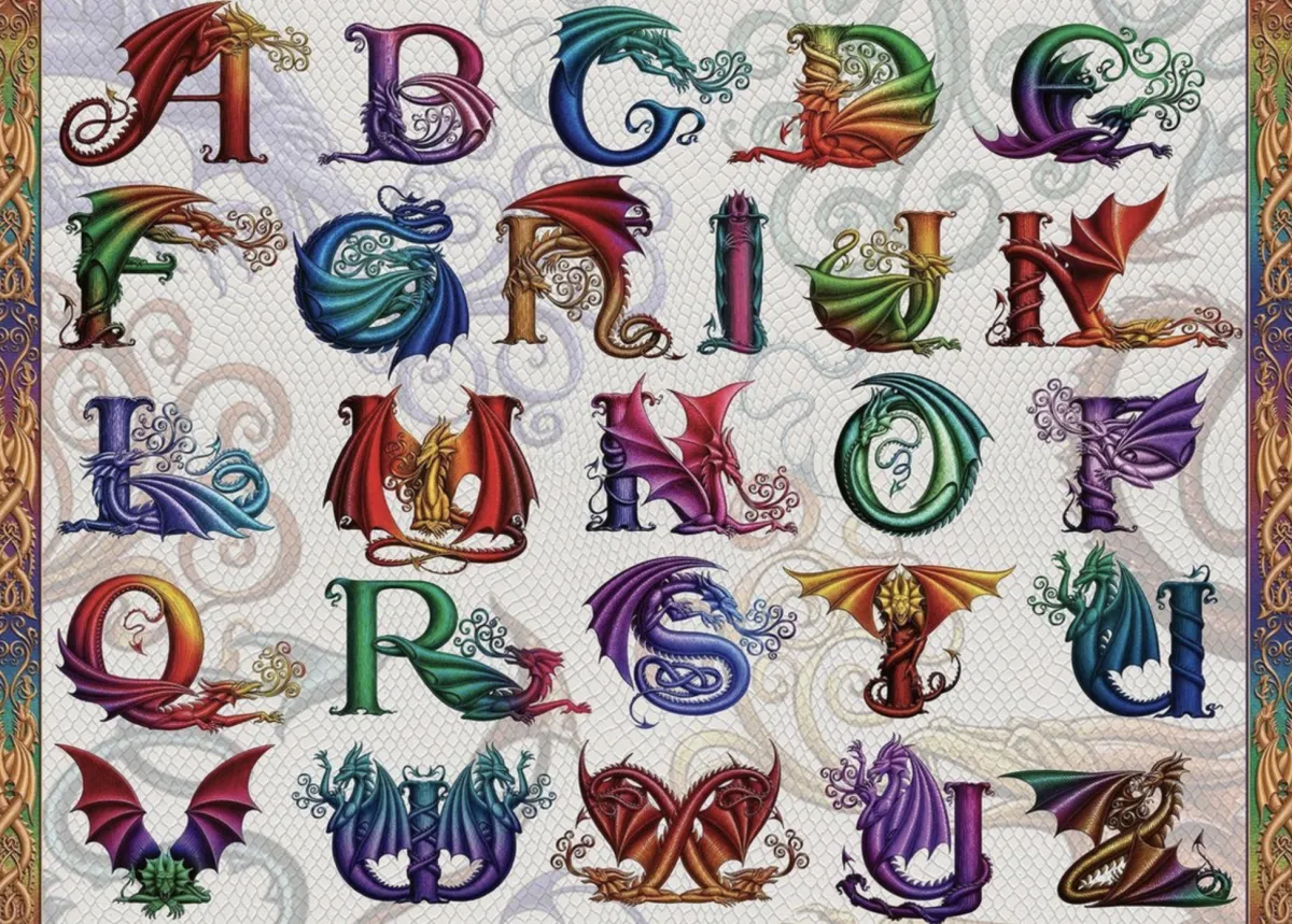 Ravensburger Fantasy|1000-1499<Drakenalfabet - puzzel van 1000 stukjes
