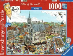 Ravensburger Tekening|Steden En Gebouwen<Gouda - Fleroux - puzzel van 1000 stukjes