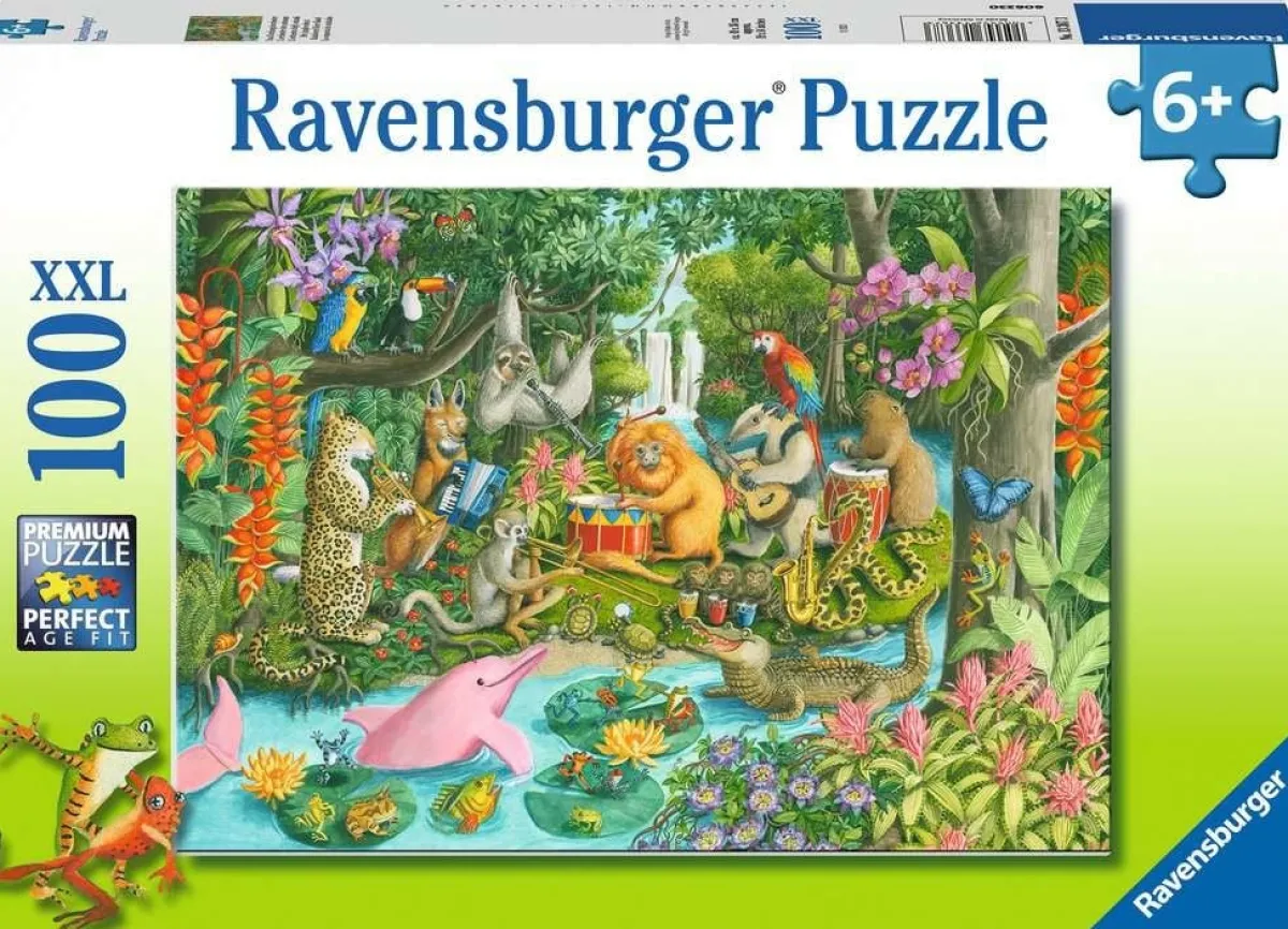Kinderen Ravensburger Tekening|Dieren<Het jungle-orkest - puzzel van 100 stukjes