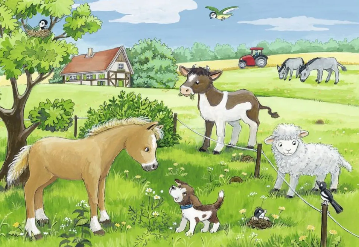 Kinderen Ravensburger Dieren|Legpuzzels<Jonge dieren op het platteland - 2 x 12 stukjes