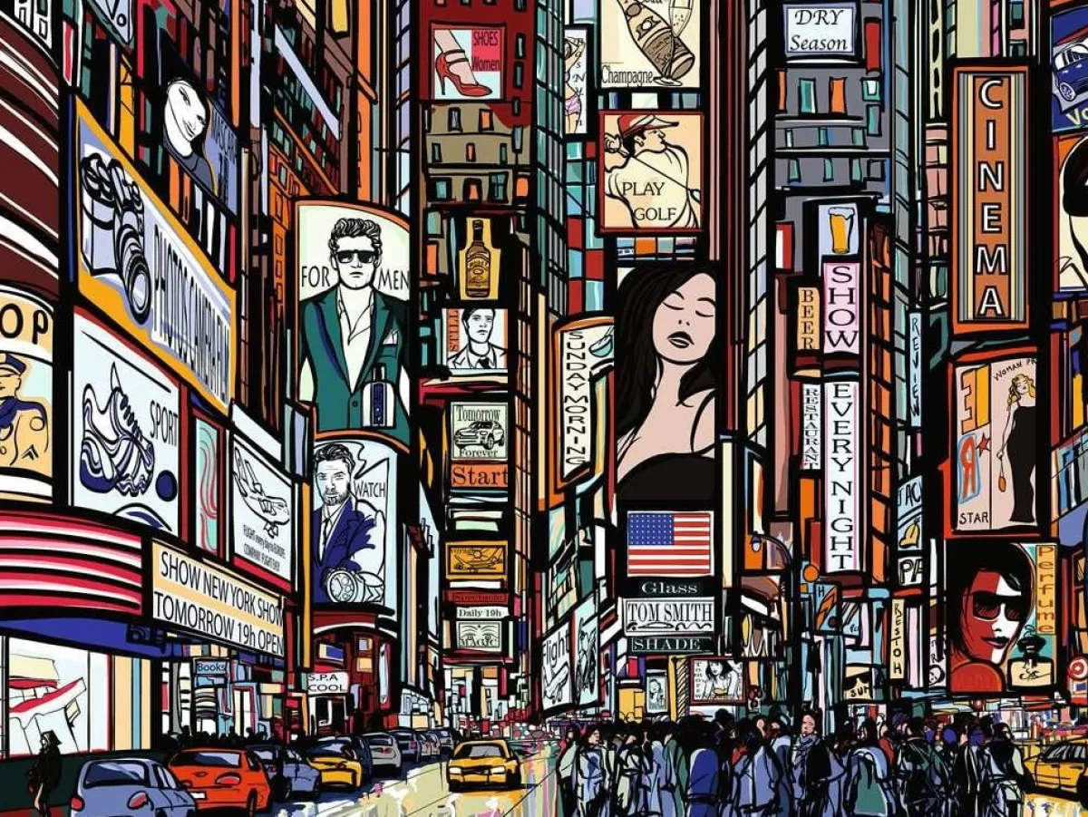 Ravensburger Tekening|Steden En Gebouwen<Kleurrijk New York - puzzel van 1000 stukjes