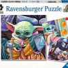 Kinderen Ravensburger Star Wars|Tekening<Mandalorian: Baby Yoda Grogu Momenten - 3 puzzels van 49 stukjes