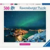 Kinderen Ravensburger Landschappen|Steden En Gebouwen<Noorderlicht bij Bergsfjord - puzzel van 500 stukjes