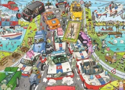 Ravensburger Tekening|1000-1499<Politie achtervolging - Rearview Mirror - puzzel van 1000 stukjes