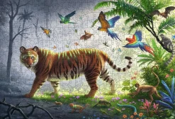 Kinderen Ravensburger Speciale Vorm|Dieren<Tijger in de jungle - Houten Contourpuzzel - 500 stukjes