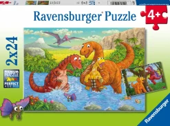 Kinderen Ravensburger Dieren|Legpuzzels<Vrolijke dino's - 2 puzzels van 24 stukjes