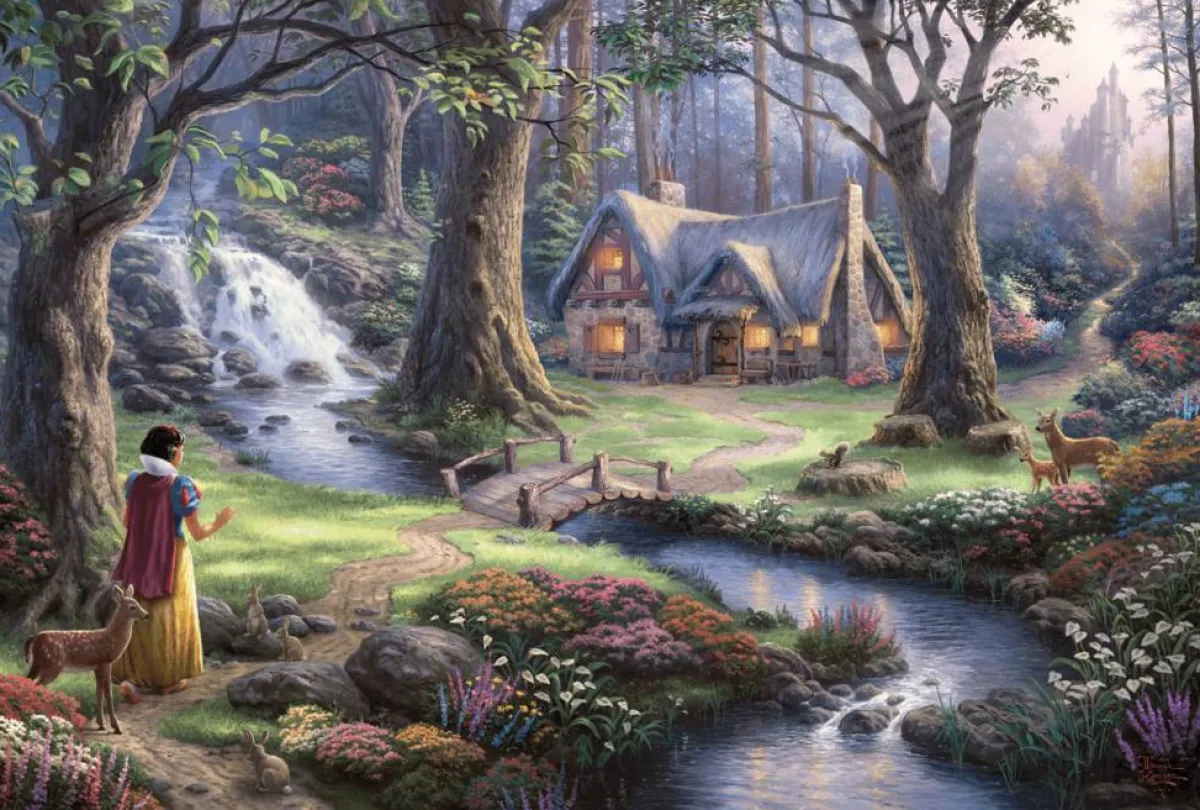 Schmidt Disney, Pixar, Marvel|1000-1499<Sneeuwwitje - Thomas Kinkade - puzzel van 1000 stukjes