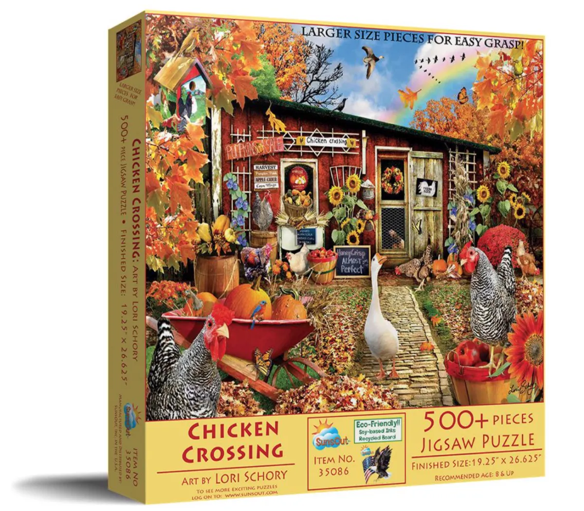 SUNSOUT Dieren|500-999<Chicken Crossing - legpuzzel van 500 XXL stukjes