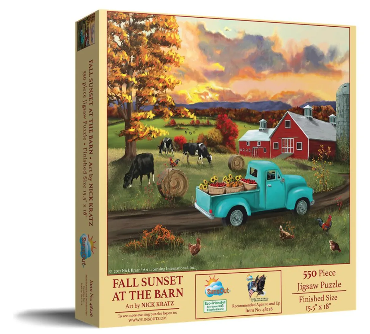 SUNSOUT Dieren|500-999<Fall Sunset at the Barn - legpuzzel van 550 stukjes