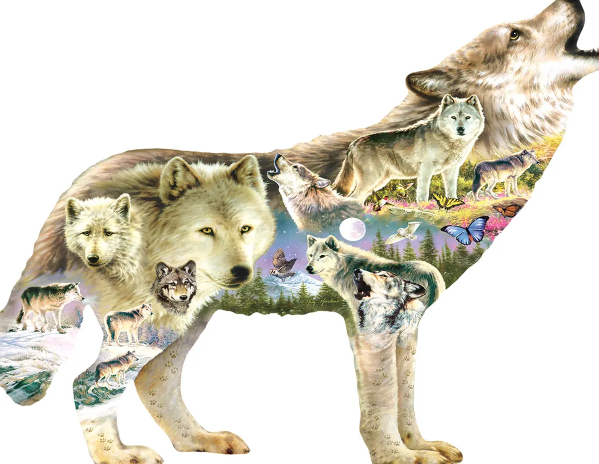 SUNSOUT Speciale Vorm|Dieren<Meadow Wolf - legpuzzel van 750 stukjes