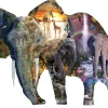 SUNSOUT Speciale Vorm|Dieren<Olifant bij de waterval - legpuzzel van 1000 stukjes